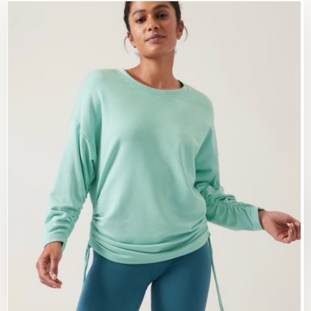 Athleta Lombard Ruched Sweatshirt Reef Green Women Sz Large